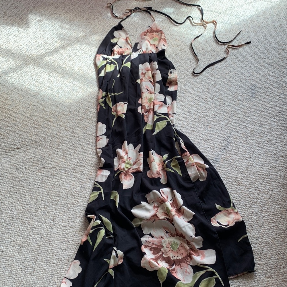 Beautiful Floral Floor Length Spaghetti Strap Dress.